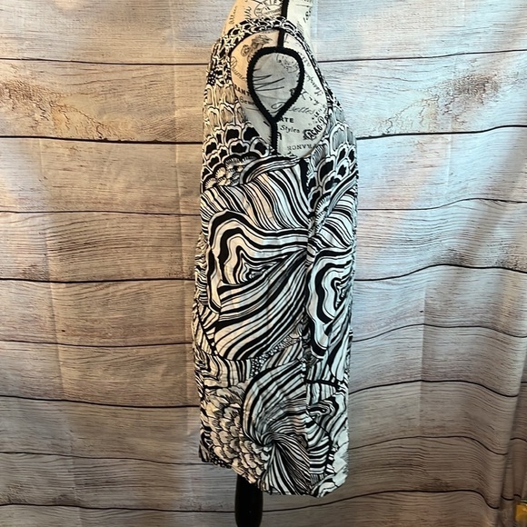 Trina Turk Casual Dress Black & White Abstract Design Cotton Silk Size Small - Picture 5 of 11